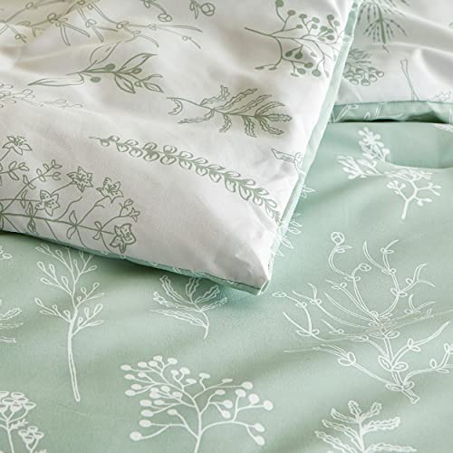 Comforter Set - Sage Green Comforter, Cute Floral Bedding Comforter Sets, 3 Pieces, 1 Soft Reversible Botanical Flowers Comforter and 2 Pillow Shams