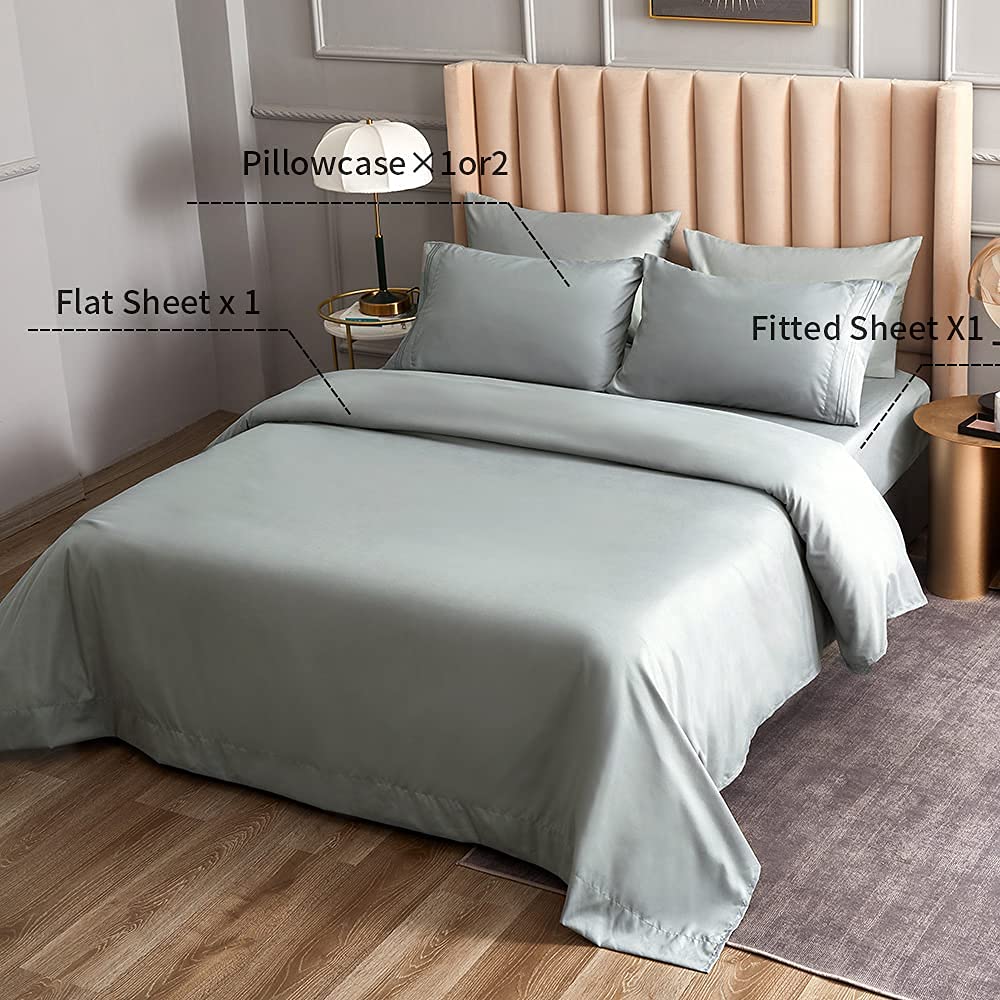 Bed Sheet Set - Brushed Microfiber Bedding - Bedding Sheets & Pillowcases - Deep Pockets - Easy Fit - Breathable & Soft Hotel Sheets- 4 Piece Queen Light Gray